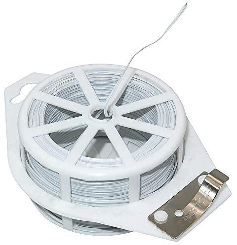 KINGLAKE 100m Fil de Fer Jardin Blanc- Attache Plante Grimpante avec Cutter, Fil Plastifié Soft, Fil Torsadé pour Plantes, Vignes, Arbustes et Fleurs