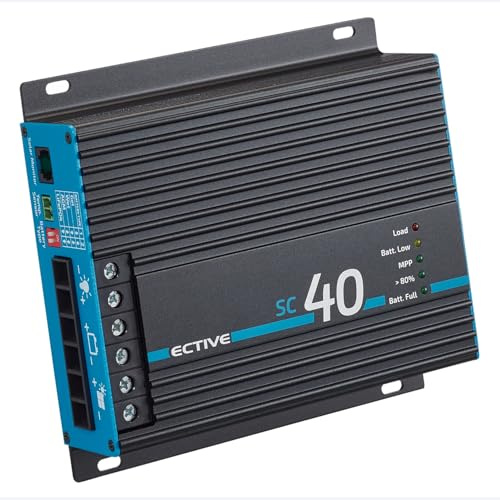 ECTIVE - SC 40 MPPT Solar Laderegler 12V/24V 40A – Charge Controller bis 50V, 480/960 Wp kompatibel mit LiFePO4/AGM/GEL/Nass – für Wohnmobil, Camper, Caravan, Boot