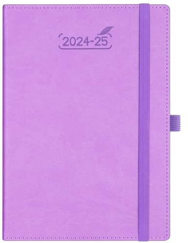 BEZEND 18-Monate Buchkalender 2024 2025 Terminplaner A5 PU-Leder Hardcover Kalender [Lavendel] Wochenkalender Juli 24-Dez 25 1 Woche 2 Seiten | Planer mit Stifthalter