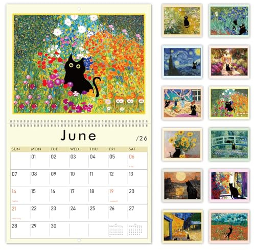GuassLee Cat Wall Calendar 2026-2027, Vertical Wall Calendar 2026, 19-Months Hanging Art Calendar Jun. 2026 to Dec. 2027, 14 x 23 Monthly Planner Wall with Thick Paper for Office School Home Teacher