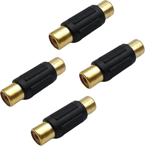 Comforty 4 Stück Cinch Kupplung Buchse auf Buchse Audio Video Adapter für Lautsprecher, Cinch Kabel, Phono, Verstärker