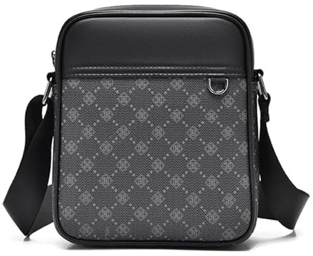 FANDARE Axelväska PVC läder herr herrväska retro horisontell dam axelväska handledsväska läkarväska axelväska crossbody bag arbetsväska Messenger Bags present för män, Svart B, L