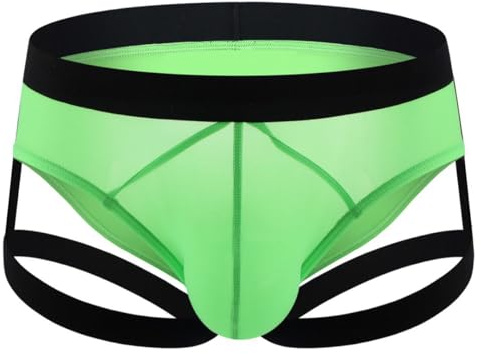 VemeFufu Tanga para Hombre Suspensorio Ropa Interior Seda de Hielo Slips Transpirable Jockstrap Deportivo Thong Elásticos Masculino 1 Pack Verde