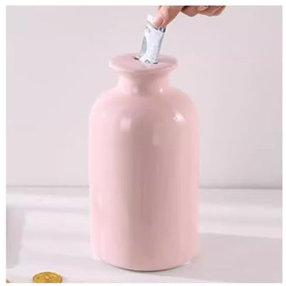 QMOWIZ Savings Bank Tirelire cachée Non ouvrable, Vase, Ornements, boîte d'économie d'argent, Tirelire pour Adultes, Rose Tirelire Billet
