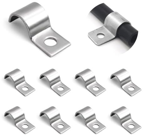 Bieiyhe 50 Stück Kabelschellen Metall,Rohrschellen 10mm,Rohr Halterung,Rohrbefestigung Schelle,Rohrbefestigung Edelstahl,Rohrschellen Befestigungsschelle,Rohrband Sortiment,Robustes Starres Rohrband