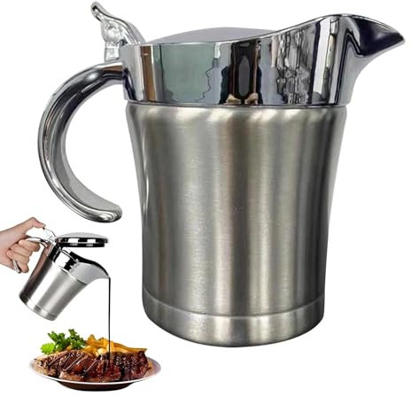 Salsera Con Tapa, Salsera | Cuenco Para Salsa Cubierto De Metal, Accesorios Para Mesa De Comedor, Olla Para Jugo De Doble Capa, Utensilio De Cocina Portátil Para Salsas, Salsa De Tomate, Crema, Aderez