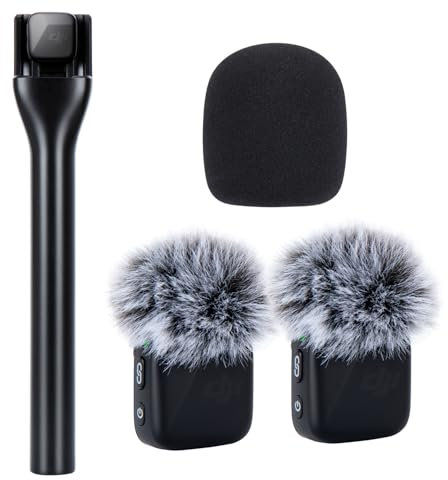 SUNMON Handheld Wireless Mic Holder for DJI Mic Mini with 2pcs Pop Filter, interview Microphone Holder Handheld Mount Adapter for DJI Mini