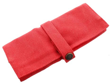 Roll Porta Orologi da Viaggio in Canvas Rosso, Chiusura a Cordino