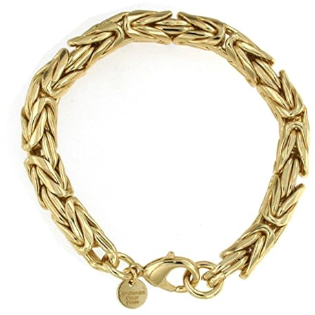 Tendenzalia Byzantiner kungligt armband rundslipad original italiensk kedja 18 k förgylld eller dubbel 8 mm bred längd valbar armband för kvinnor och män, Mässing