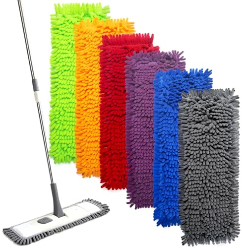 AgagaQx Panni Mocio Ricambio Altamente Assorbente, 6 Pezzi Ricambio Mocio Microfibra per Pavimenti, Panni Lavabili per Mop da Infilare, Straccio Lavapavimenti Resistente per Scopa Uso Umido e Secco