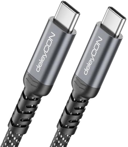 deleyCON 2m Cavo USB-C 40 Gbps 240W USB 4.0 Cavo di Ricarica e Dati, DP Alt Mode, 8K@60Hz per Notebook, MacBook, Monitor, SSD, iPad, iPhone 17 16 Air Max Pro, Galaxy S25 ecc.