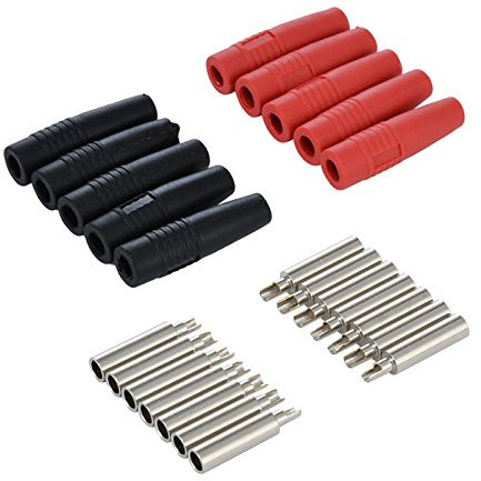 10pcs Rosso+Nero Rame 4mm Banana Femmina Isolato Jack Connettore Spina per 4mm Maschio Non Isolato Banana Plug Connettore