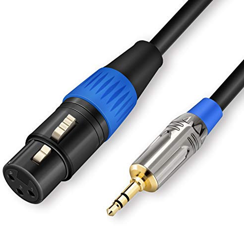 JOLGOO Cavo XLR femmina a 3,5 mm, cavo per microfono sbilanciato XLR femmina a jack stereo da 1/8, cavo da 3,5 mm a XLR per iPhone, iPod, computer, videocamera e altro, 2 metri