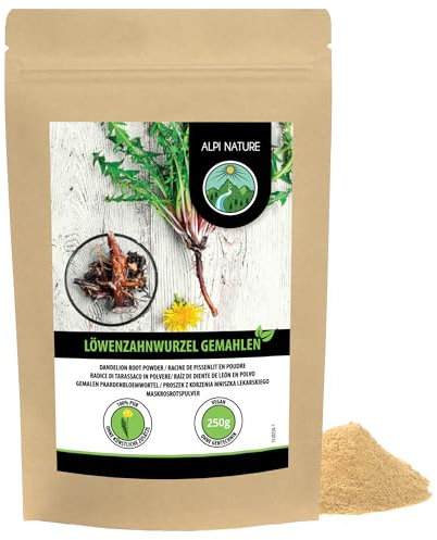 Alpi Nature Löwenzahnwurzel gemahlen 250g, Löwenzahnwurzel Pulver, gemahlene Löwenzahn Wurzel