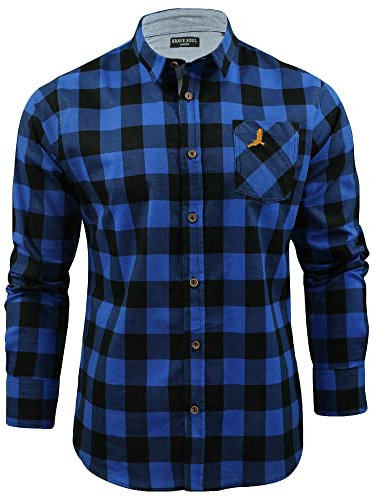 BRAVE SOUL Mens Blur Checked Long Sleeve Brushed Cotton Lumberjack Casual Shirt Blue S