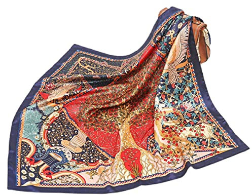 FAIRYGATE Schal für Damen Halstuch Quadratische Haarschals Wraps Großes Satin Kopftuch 80007