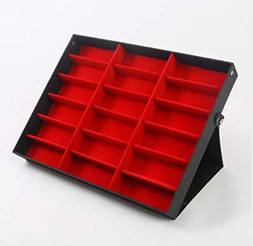 Skybook brillenständer Brillenbox Präsentationsständer für Sonnenbrillen Aufbewahrung 18 Stück Auch ideal für Uhren Schmuck Brillen (schwarz+rot)