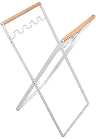 Supporto per Sacco della Spazzatura Pieghevole, Supporto per Sacco della Spazzatura Supporto per Sacco della Spazzatura in Gomma Manico in Legno Supporto in Ferro Aspetto Piatto Supporto per(Bianco)