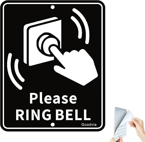 Please Ring The Bell Sign Metal Aluminium 4.7 * 5.9 inches with Double-sided and 2 Holes for Easy Mounting on Door or Wall Plaque Anywhere in Home School Office Hospital Pack of 1