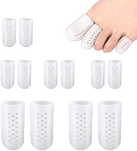 Jinpojun 12 Stück Zehenschutz Multi-Set Großer Zeh & Kleiner Zeh, Silikon Atmungsaktive Zehenschutz, Zehenschutz Silikon Zehenpolster, Zehenkappe, Zehenschoner, Zehenschutzkappe Anti Blasen
