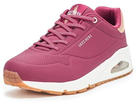 Skechers Women's Uno - Shimmer Away Sneaker, Red (Burgundy), 7.5 UK Wide