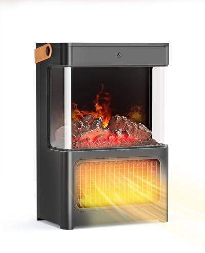 LVARA Elektrokamin Heizlüfter Energiesparend 2000W Elektrischer Heizung Flammeneffekt Heizer,3 Heizmodi Keramik Elektroheizung,12 Std. Timer,Thermostat,Fernbedienung für Wohnzimmer,Schlafzimmer,Büro