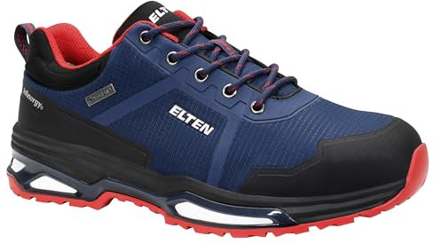 ELTEN Sicherheitsschuhe Bente XXE GTX Blue Low ESD S3, Damen und Herren, Textil, Stahlkappe, leicht, sportlich 43, Blau-Schwarz-Rot
