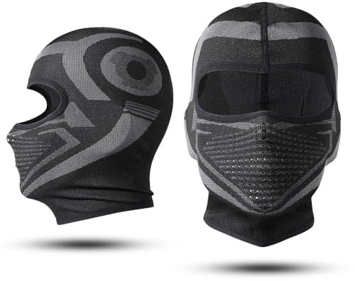 WTACTFUL Sturmhaube Motorrad Sommer Atmungsaktiv Vollgesichtsmaske Motorrad Maske für Herren Damen Winter Fahrrad Snowboarden Kurz Schwarz