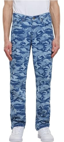 Urban Classics Herren Jeans Laser Camo Printed Jeans, Jeanshose für Männer im Camo-Muster, Regular Fit