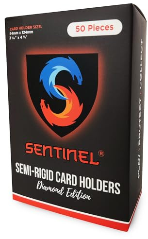 Sentinel® Lot de 50 porte-cartes semi-rigides – Pochettes de qualité supérieure pour jeux de cartes à collectionner – Idéal pour classer des soumissions (PSA, BGS, CGC)