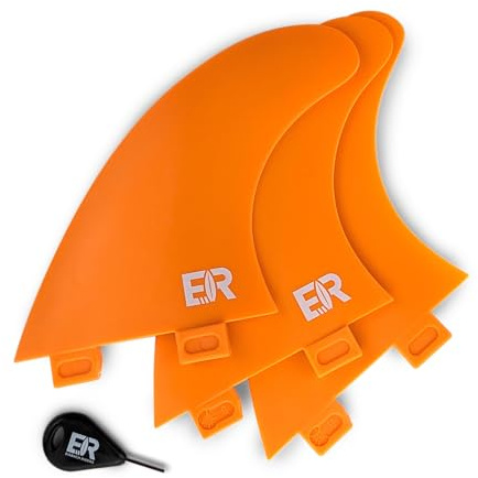 Eisbach Riders Surfboard FCS Thruster Fin Set mit Fin Key (Größe G5 Medium) - Finnen Flossen für Surfbrett und SUP (Orange)