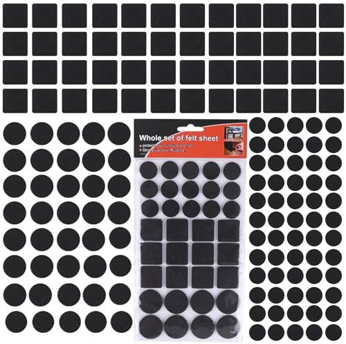 SULOLI 140pcs Patins pour Meubles，3 Tailles Patins en Feutre Noir Auto-Adhésifs Protecteur de Sol Tampon Feutre，Patins Feutre pour Meubles