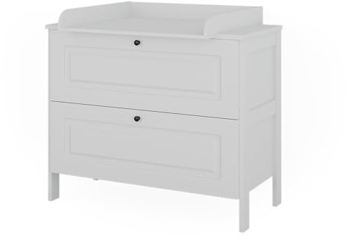 VitaliSpa Wickelkommode Ajaton, Wickelaufsatz für die Kommode, Weiß, 108 x 98 cm mit 2 Schubladen
