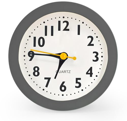 Chedin Con luz nocturna, despertador redondo, despertador infantil, sin tictac, despertador infantil, despertador educativo, despertador digital para dormitorio (gris oscuro)