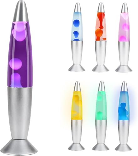 CELLUSTOP Lavalampe LED Mehrfarbig – Nachtlicht für Lava – robustes Glas – Aluminium – Lampe mit flüssigem Uhrwerk aus weißem Wachs – mehrfarbiges LED-Licht in 7 alternativen Farben