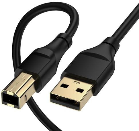 Short Printer Cable 3 Feet High Speed USB A to USB B Printer Cable Type A to B Scanner Print Cord to Computer for HP Canon Epson Dell Samsung Lexmark Xerox,USB2.0 MIDI Cord for Piano MIDI Keyboard DAC