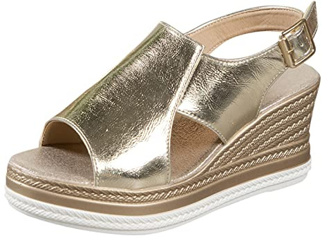 Sandales Femme avec Plateforme à Cône Été Sandales Esparto Confortables avec Boucle Orthopédique Bout Ouvert Mode Chaussures Alpargatas Talon Antidérapant Décontractées Flexibles pour Fête Mariage