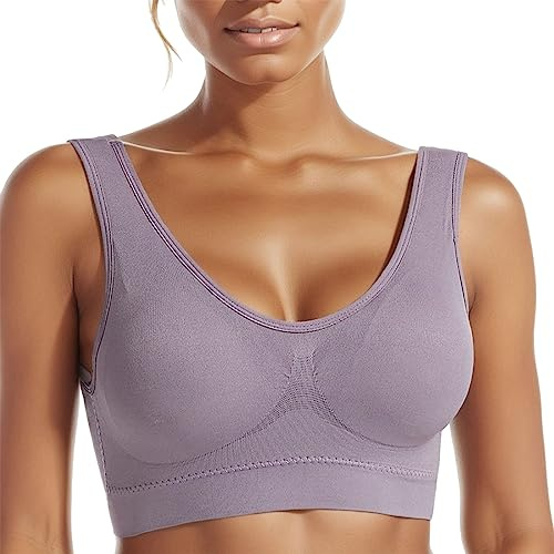 Brasier senza ferretto da donna, senza cuciture, senza cuciture, con supporto e sollevamento, reggiseno sportivo senza stecche, 01 Grigio, XXL