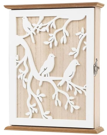 Raypontia Caja de Almacenamiento de Llaves, con 6 Ganchos y Diseño Moderno, Caja Organizadora de Pared Rústica Portallaves, para Hogar Oficina Pasillo Salón Entrada Puerta Patio Apartamento