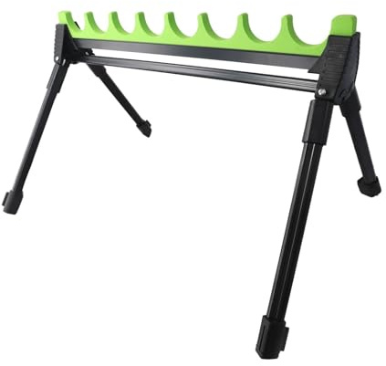 MoSundi Kit di supporto per canna da pesca telescopico a 2 sezioni, 4 gambe e 8 rig, nero e verde