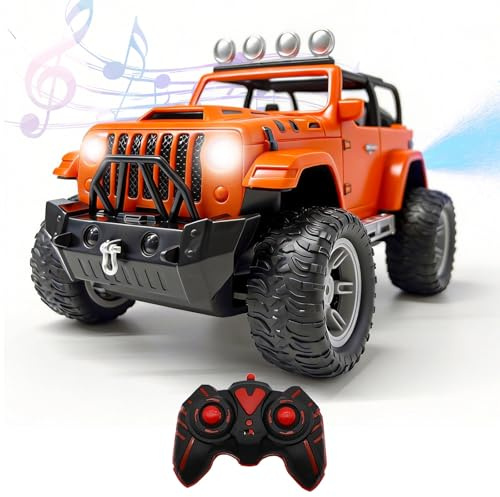 InYoHui Remote Control Cars 1:18 High-Speed RC Truck 2.4G | Off-Road Monster Truck Toys LED Lights & Dual Water Spray 2 Rechargeable Batteries Birthday Gift for Boys & Girls(Orange)