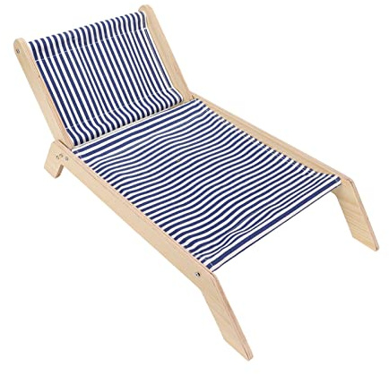 VGEBY Hamaca para Gatos, Columpio Interior con Marco de Madera con Diseño Antivibración para Gatos, Lugar para Descansar y Jugar Cómodamente (Silla de Playa)