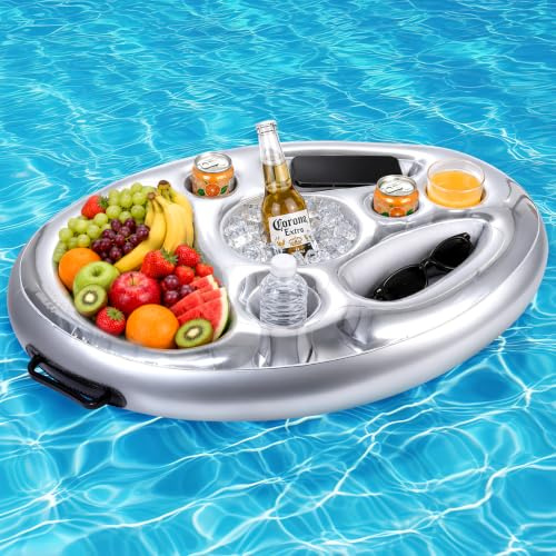 Dryckeshållare för pool, 8 hål poolhållare, 2 i 1 poolbar uppblåsbar