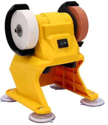 Fockety Mini Smerigliatrice da Banco, Lucidatrice per Smerigliatrice da Banco a Batteria con Doppie Mole, 4 Ventose, per Mini Levigatrice a Batteria per Affilare Coltelli, Trapani,