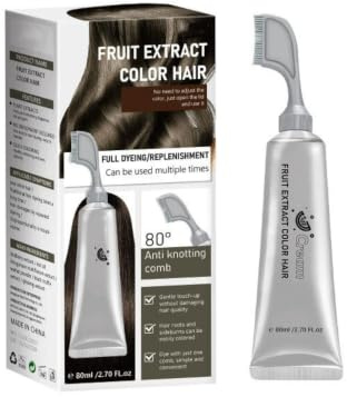 Fruit Essence Hair Dyeing Comb, Hair Dye Comb for Grey Hairs Coverage, Chestnut Brown Hair Dye, Natural, Plant-Based Extract Hairs Dye Essence, Suitable for Men and Women, 80ml(Chestnut Brown)