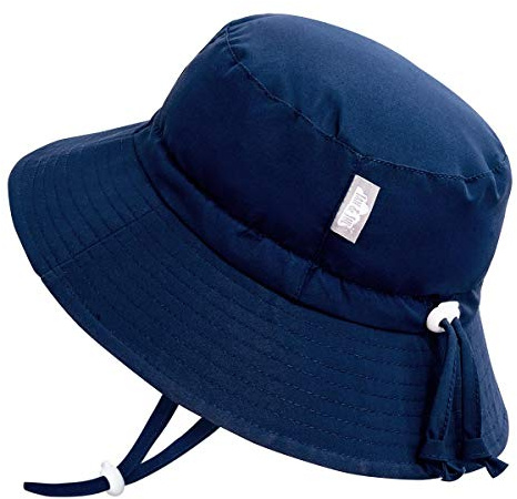 JAN & JUL Sun Protection Baby Swim Hat, Adjustable, Bucket (S: 0-6 Months, Navy)