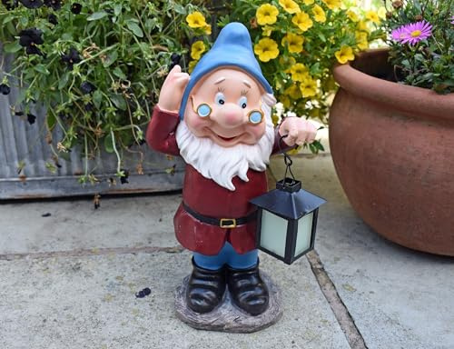 Gnome glow in the dark Garden Ornament Large Gnomes Decorative outoor moon Light Fairy Sculpture Solar Glow Resin Figurine decoration Home yard law patio Decor GIFT (Blue Hat Gnome(30x14cm))