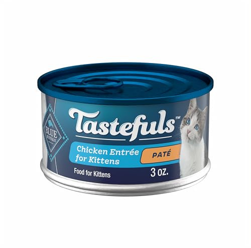 Blue Buffalo Tastefuls Wet Cat Food Paté for Kittens, Made with Natural Ingredients | Chicken Entrée, 3-oz. Cans (24 count )