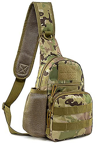 NuCamper Taktisch Sling Rucksack Umhangetasche Militar Brusttasche Tactical Crossbody Bag mit Flaschenhalter für Reise Wandern Radfahren Outdoor Multipurpose Tagepacks