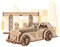 qollorette 3D Holzpuzzle Bastelset, Knobelspiele Für Erwachsene, Teenager, Holzauto Geduldspiele Baukasten, Retro Auto und Tankstelle - Puzzle Zimmer Deko